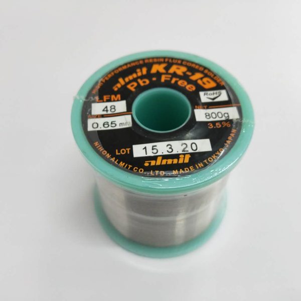 Almit lead-free eco-friendly KR-19 solder wire 0.65mm, specially designed for audio systems and speakers, containing silver solder wire